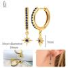 925 Silver Ear Buckles Fashion Hoop Earrings Dark Blue Crystal Pendant Gold Earrings High Women's Jewelry Luxury Gifts