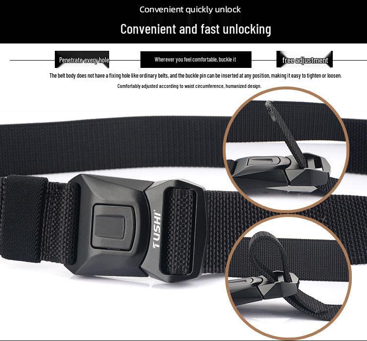 Men's 2020 Nylon Tactical Belt with Safety Buckle for Outdoor Sports & Combat