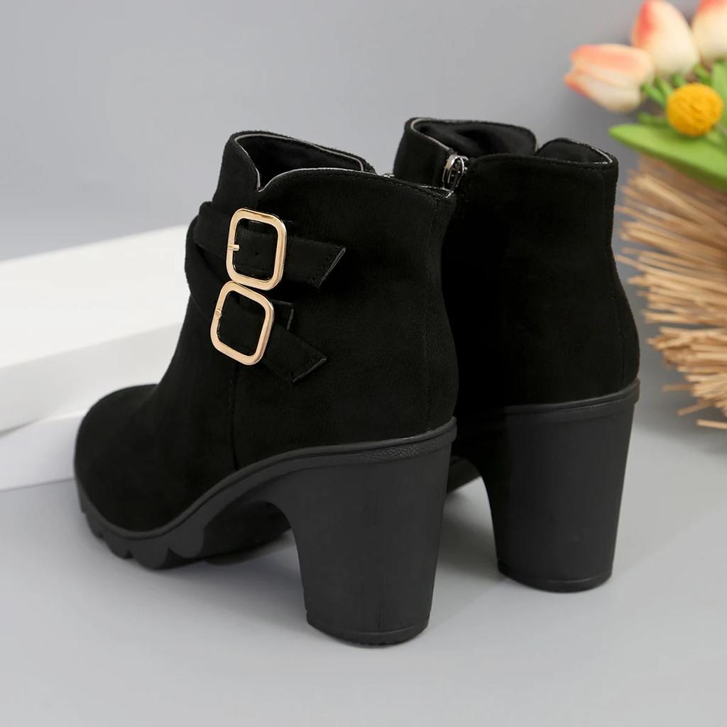 Damen Outdoor Bequeme Stiefeletten Sexy Mode Plateau Stiefel Schuhe Mode Dicke Hohe Absätze Stiefel
