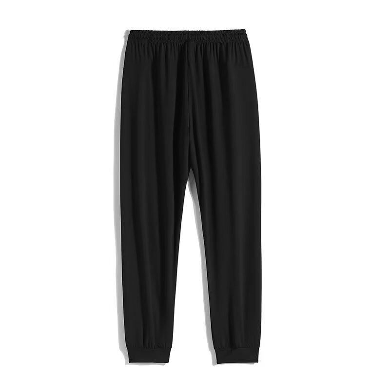 Men's Quick-Dry Nylon Ice Silk Joggers, Zipper, Elastic, Plus Size, Korean Style, Summer Sports Pants