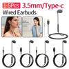 1/3/5Pcs 3.5mm/Type-c Wired Earbuds In Ear Headphone Soft Silicone Single Side Earplugs with Mic for Android Phone MP3 Players