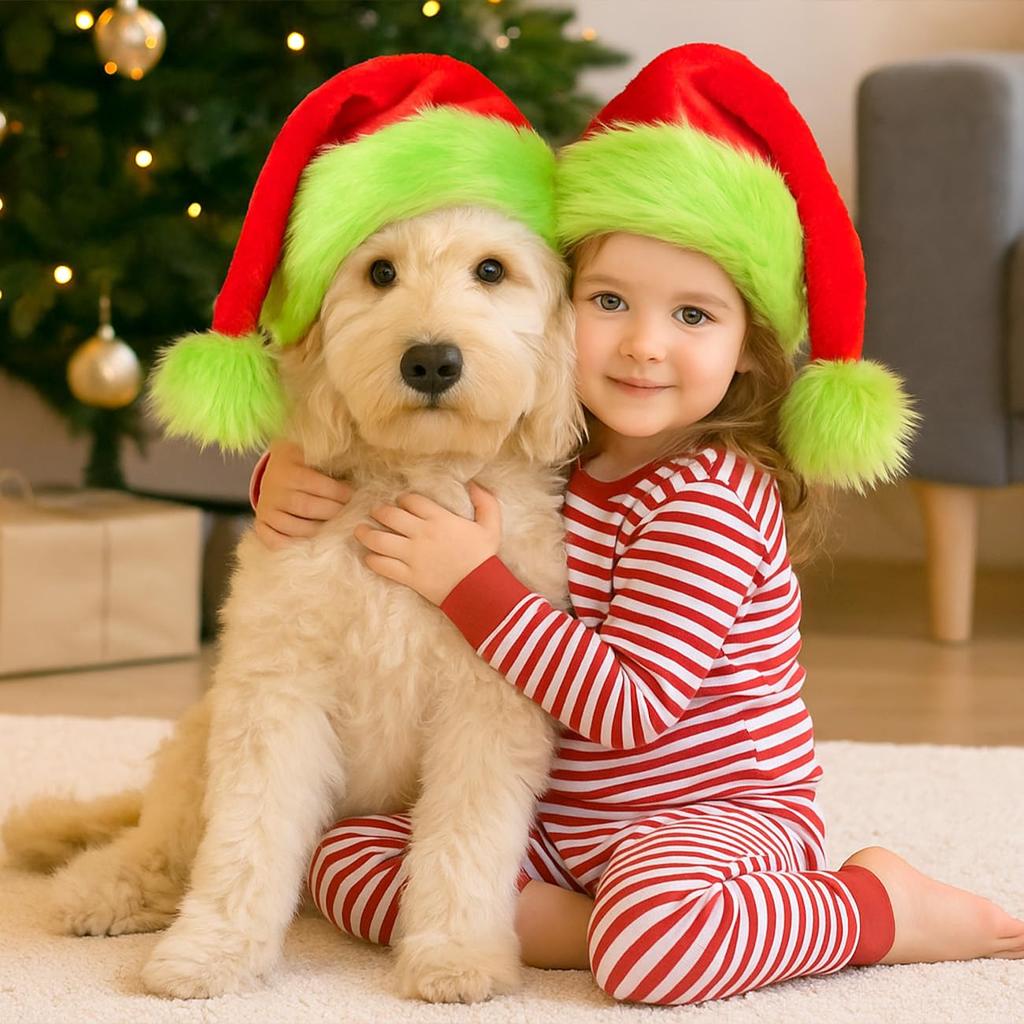 Christmas Santa Hat For Adults And Kids Unisex Velvet Cozy Long Plush Red Xmas Hats 2026 New Year's Holiday Party Supplies