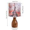 Rustic Wooden Dovel Pot Table Lamp with Printed Fabric Shade| Handcrafted Bedside Nightstand Light for Living Room, Bedroom, Office Cafe Home Décor,