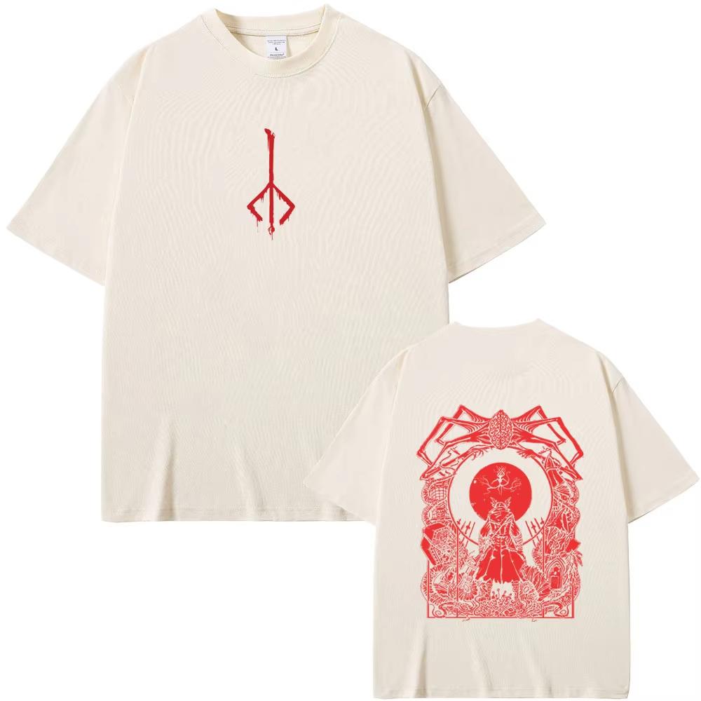 Maglietta Grafica Bloodborne Cacciatore dell'Orrore Merch T-shirt Uomo Donna Casual Vintage Cotone Magliette Maschile Manica Corta Top