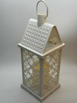 LED Lantern / White / WITH Candle - pattern-S /38X13X13/ LEA-2414W/20