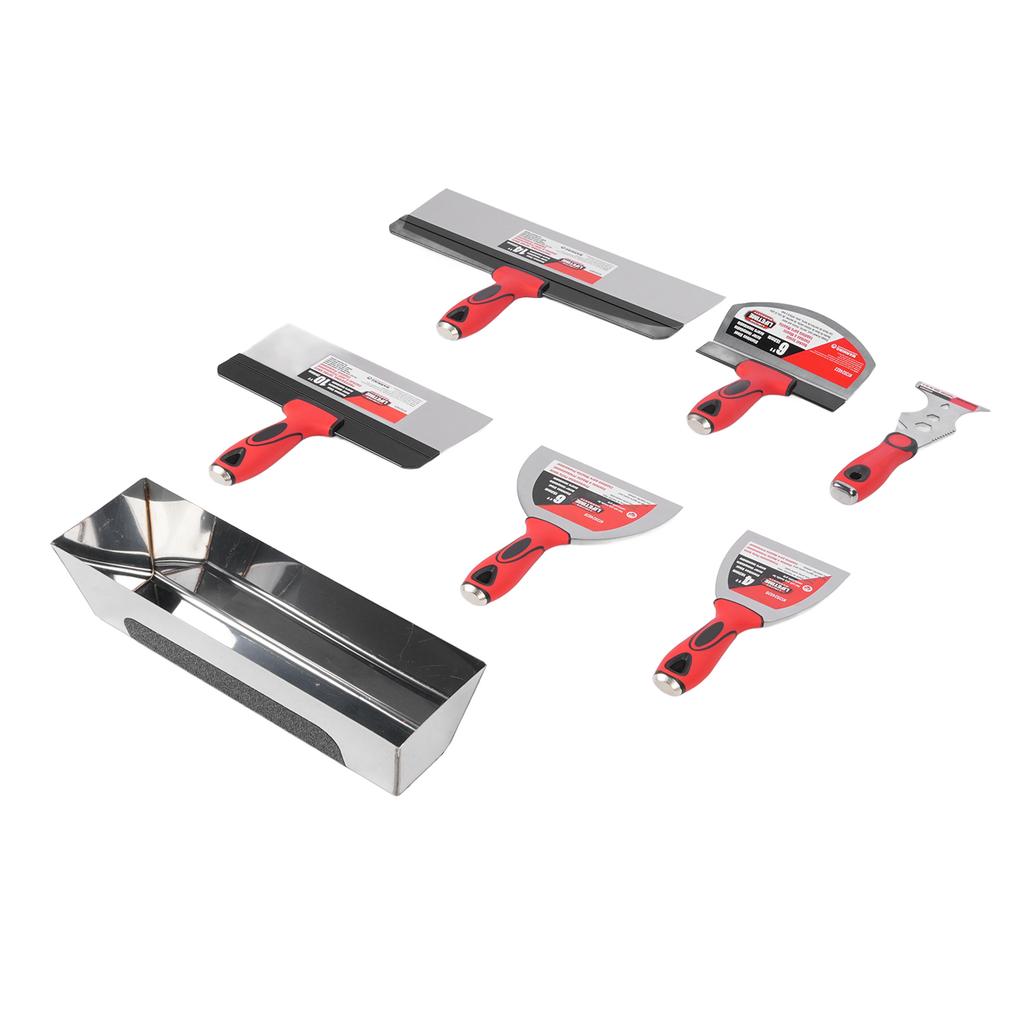 12in Drywall Finishing Hand Tool Kit Stainless Steel Paint Scraper with Mud Pan Drywall Tool Set