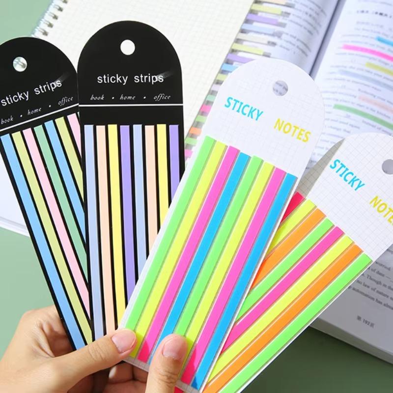 160Pcs Transparent Highlighter Tape Removable Sticky Tabs Morandi Neon Clear Sticky Notes Aesthetic Office School Supplies