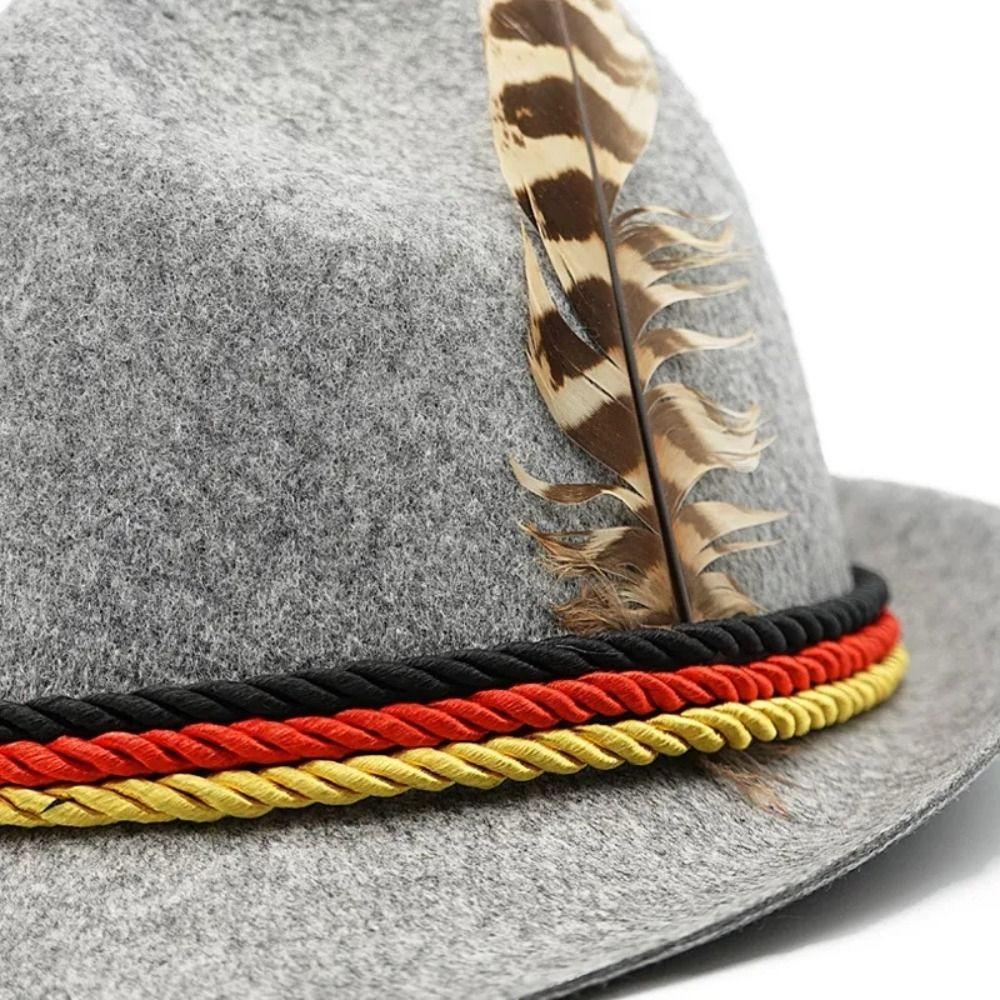 New Fashion Feather Decors Hat Western Bavarian Costume Cosplay Cap Swiss ornament Oktoberfest Hat Men Women Party Photo Props
