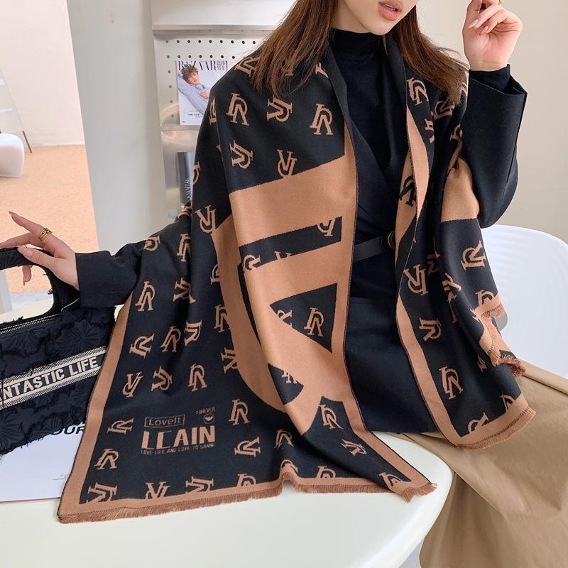Autumn and winter new imitation cashmere letter jacquard scarf women's fashion temperament warm thick scarf