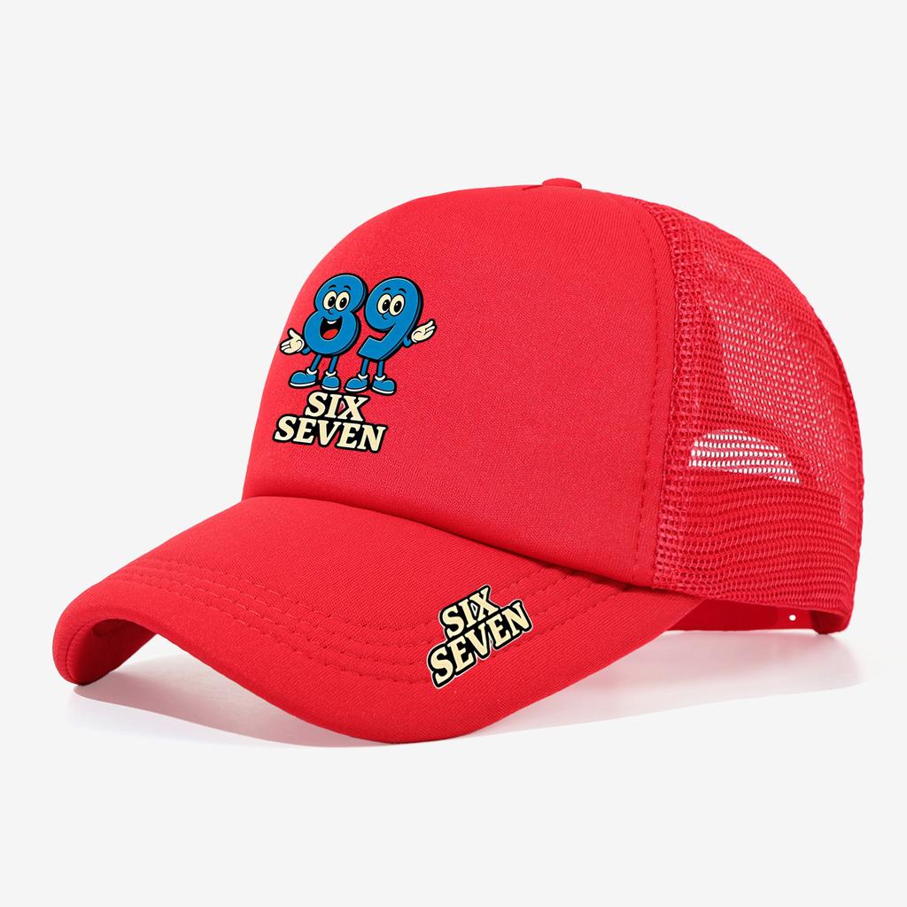 1PC Mesh Trucker Hat, Breathable, Cartoon 89 Six Seven Print, Retro Y2K Aesthetic for Men Women