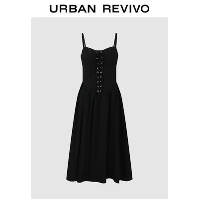 UR2026 Women's Street Style Lace-up Slim A-line Dress