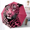 1 Stück Rosa Leopard Modischer Automatisches Öffnen/Schließen Faltbarer Regenschirm mit 8 Speichen, Winddicht Tragbar, Tägliche Nutzung011