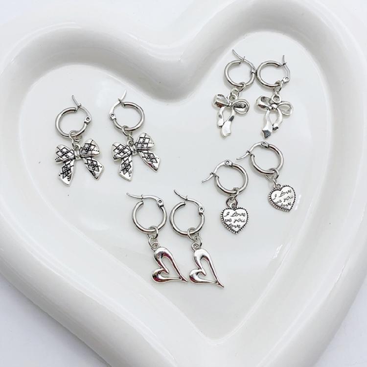 4Pairs Heart and Butterfly Earrings Stylish Drop Earrings Earwear for Women Girl
