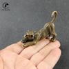 Retro Copper Panther Statue Animal Figurine Prey On Agile Style Brass Leopard Sculpture Home Office Room Decoration Accessories