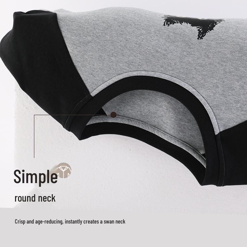 Women's Long Sleeve Cotton Pajama Set with Bra Pads - Sweet Cartoon, Plus Size, Antibacterial, Loose Fit