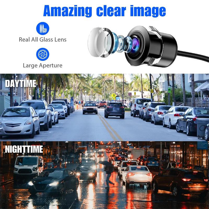 Araba Geri Vites Kamerası HD Gece Görüşlü Geniş Açı Arka Görüş Park Kamerası Su Geçirmez CCD LED Otomatik Yedekleme Monitörü Renkli Görüntü