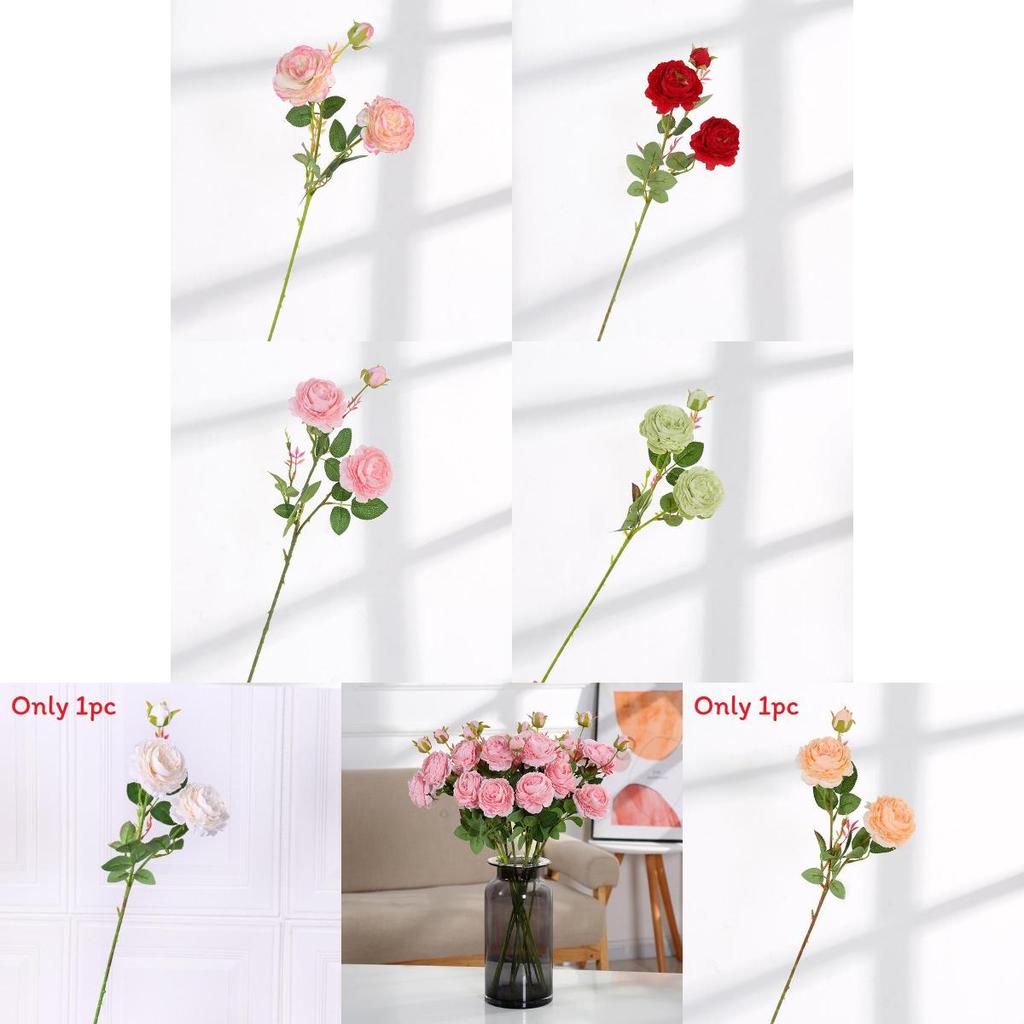Realistic Silk Peony Rose Artificial Bouquet For Home Office Decor