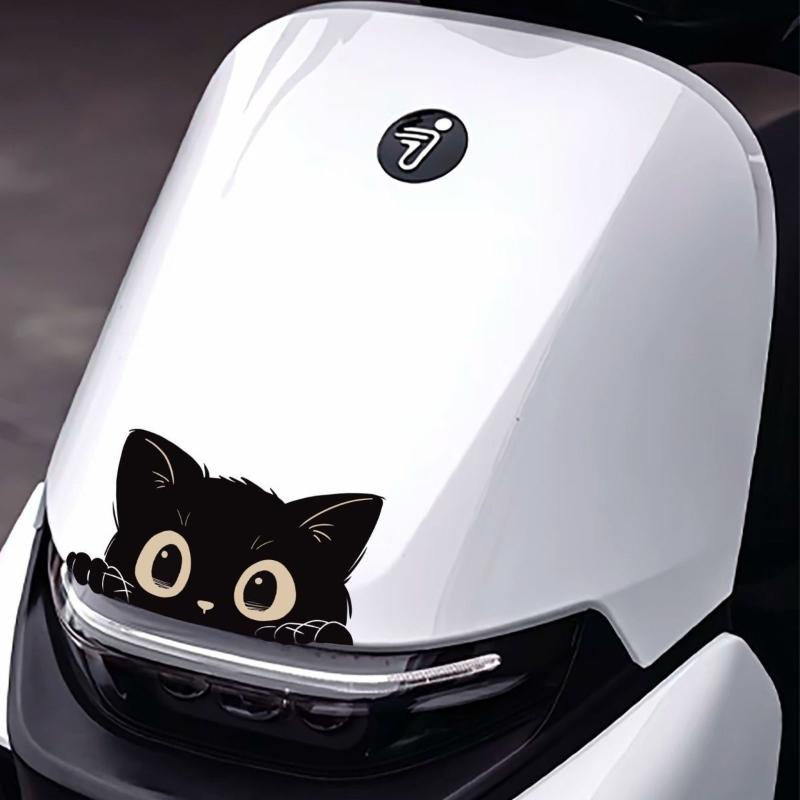 Thief Cat with Big Eyes Car Sticker, Waterproof PVC Material; Car Styling Decor Accessories, Poor Cat Car Decals