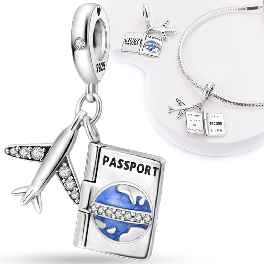 Aircraft And Passport Pendants Copper Original Beads Fit Original Charms Bracelet Beads Jewelry Gifts For Women