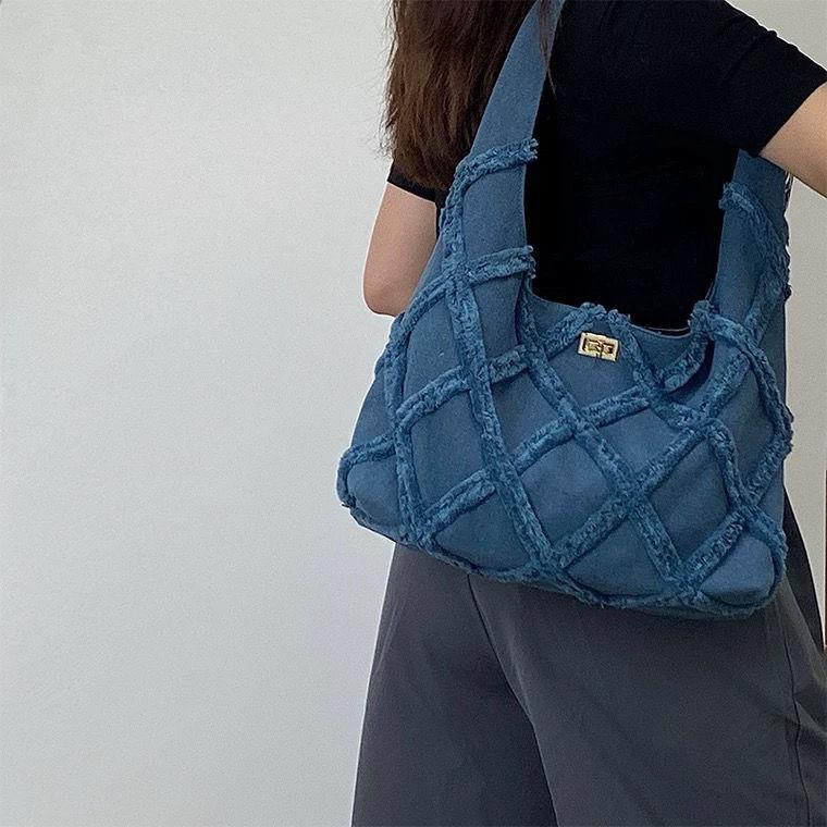 2026 Tassel Denim Canvas Bag Women Bag Large Capacity Casual Tote Bag Shoulder Bag Shopping Storage Bag Tote Bag Suede