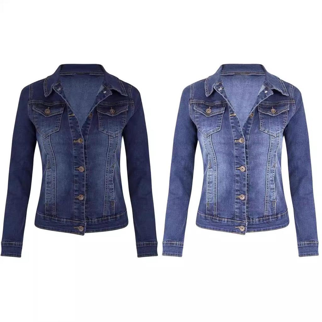 European Autumn/Winter Slim Fit Stretch Denim Motorcycle Jacket