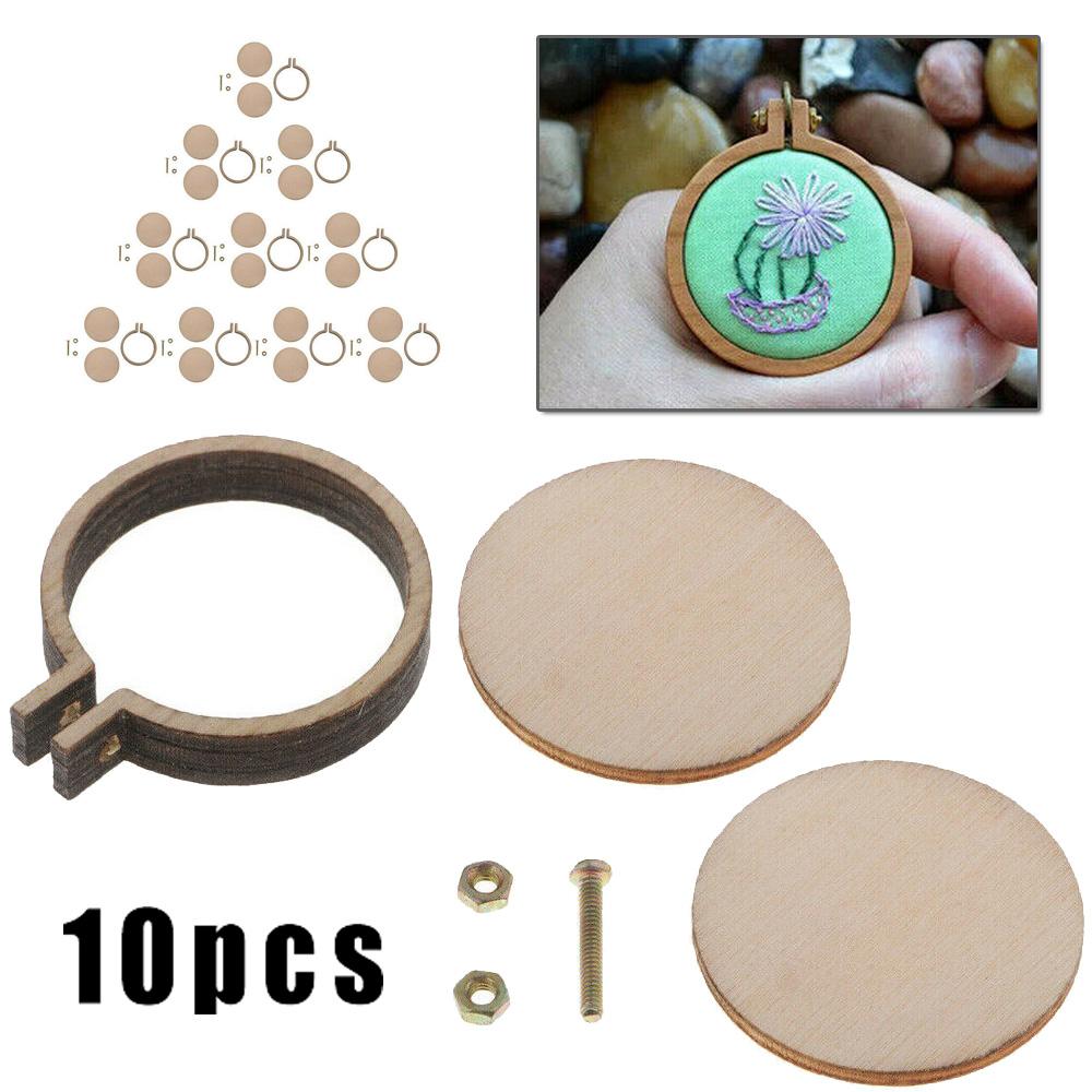 DIY Embroidery Hoop Hand Crafts 10 Sets Accessories Creative Cross Stitch Frame Jewelry making Mini Ring Round
