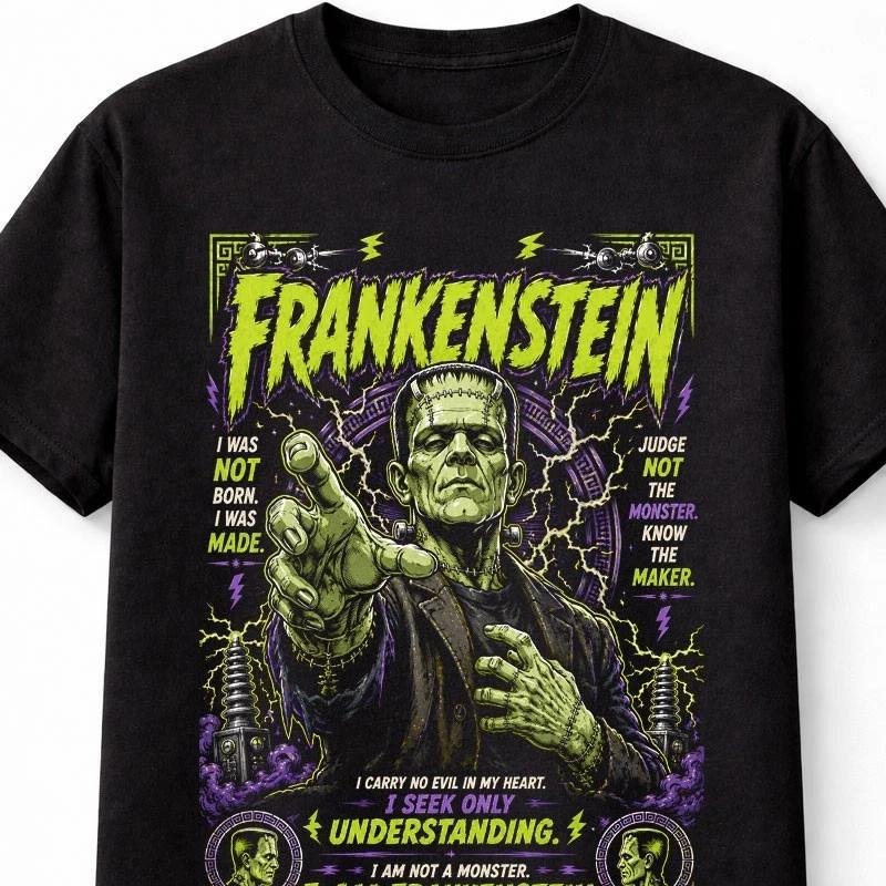 Frankenstein Monster Classic Horror Gothic Graphic Unisex TShirt S