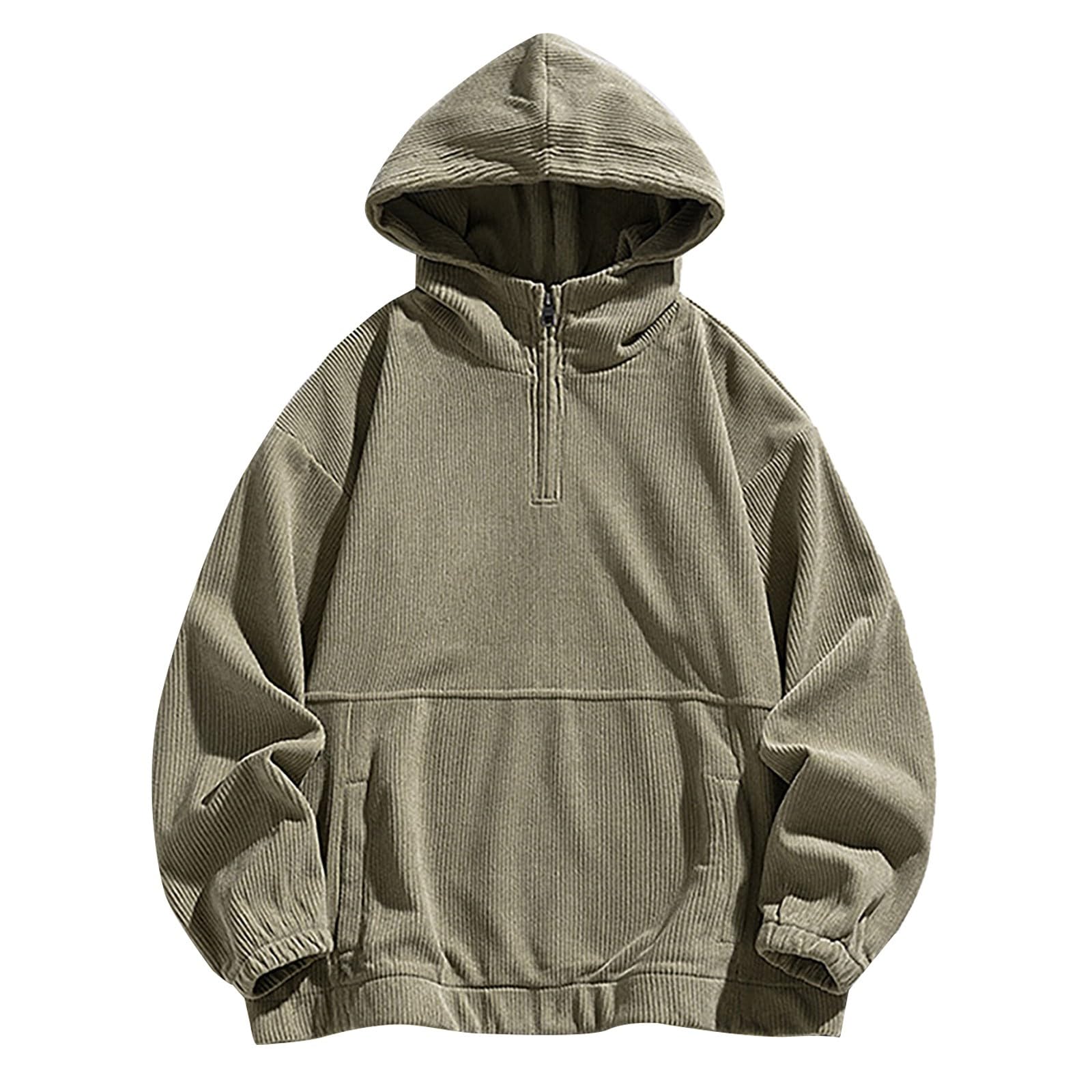 

Мужская толстовка с капюшоном на молнии 1/4 Модная полосатая худи Оверсайз Уличная толстовка Легкая куртка с капюшоном С длинным рукавом Элегантная Однотонная L