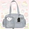 Large Capacity Transparent Ita Bag PU Leather Harajuku Shoulder Bag Preppy Style Handbag  Daily Use