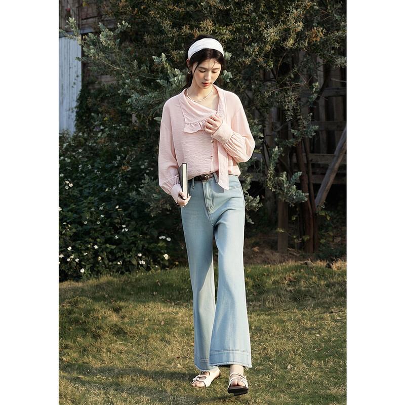 Women's French Style Ruffle Detail Blouse