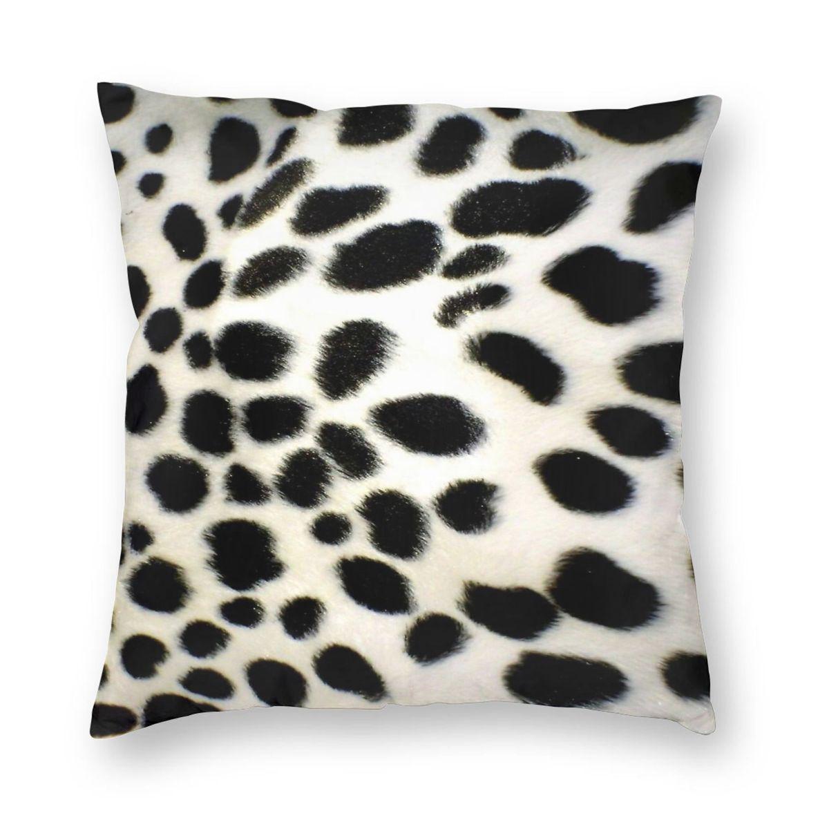 Dalmation Fur Black And White Square Pillowcase Polyester Linen Velvet Printed Zip Decorative Room Cushion Case 30x30cm