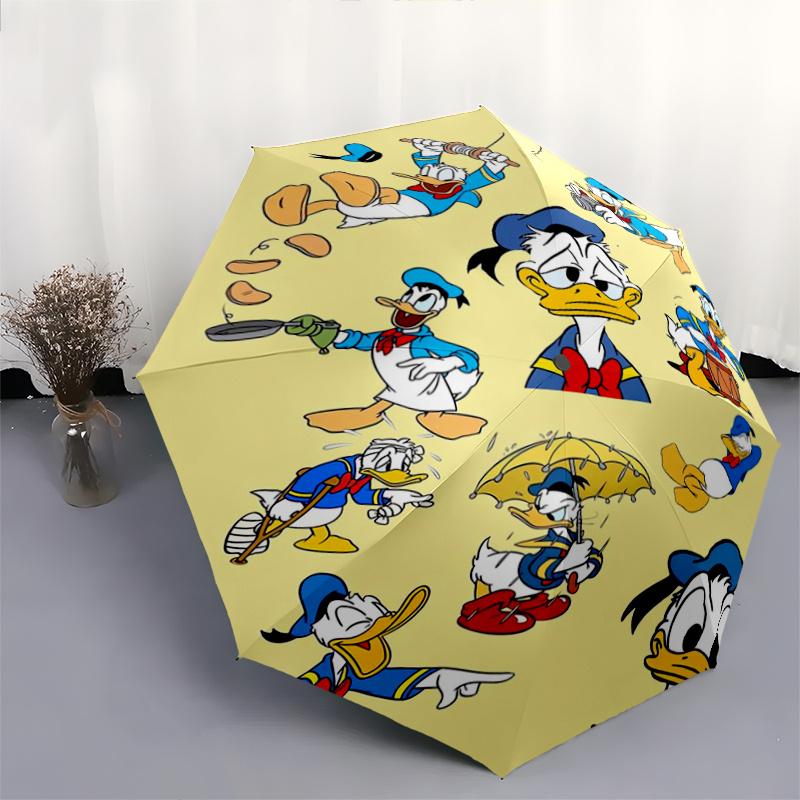 1pc Donald Duck Character Automatic Opening and Closing Umbrella - Lightweight 3-Fold Design, Suitable for Fans, Travel, Daily Use, Interest