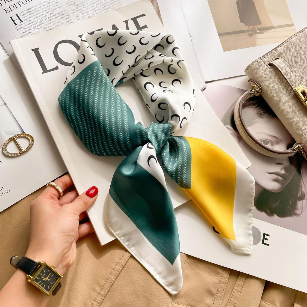 Sommer Hijab Kopf Mädchen Luxus Seide Quadratisch Kariert Schal Damen Satin Hals Haarband Weich Arbeits Neckerchief