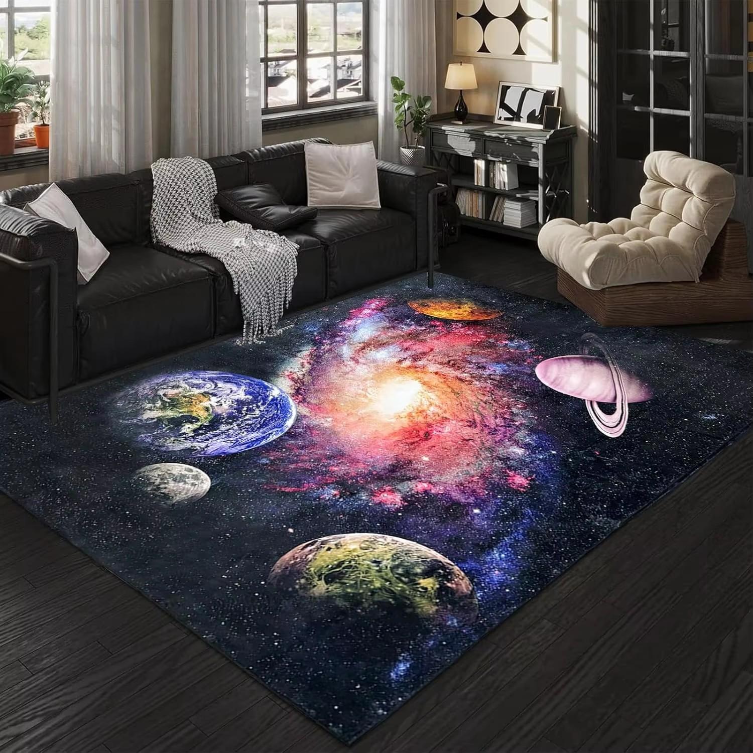 

3D Planet Universe Large Area Soft Flannel Carpet Children s Room Play Floor Mat Home Living Room Bedroom Decorative Floor Mat 40x60cm