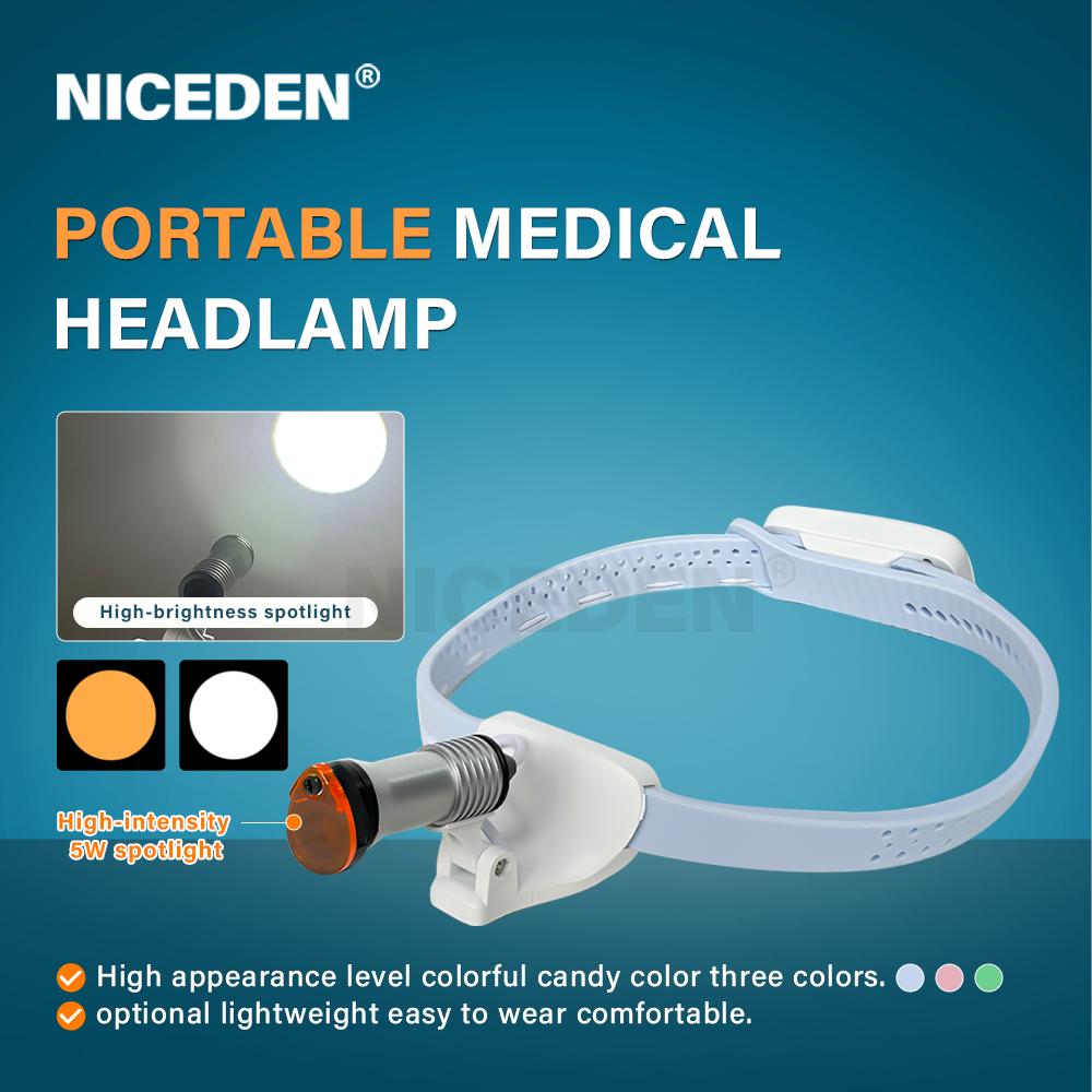 Medizinischer 5W LED Hochhelligkeits-Stirnscheinwerfer Chirurgisch Dental Tragbar Stirnlampe Kabellos für Zahnarzt HNO Arzt