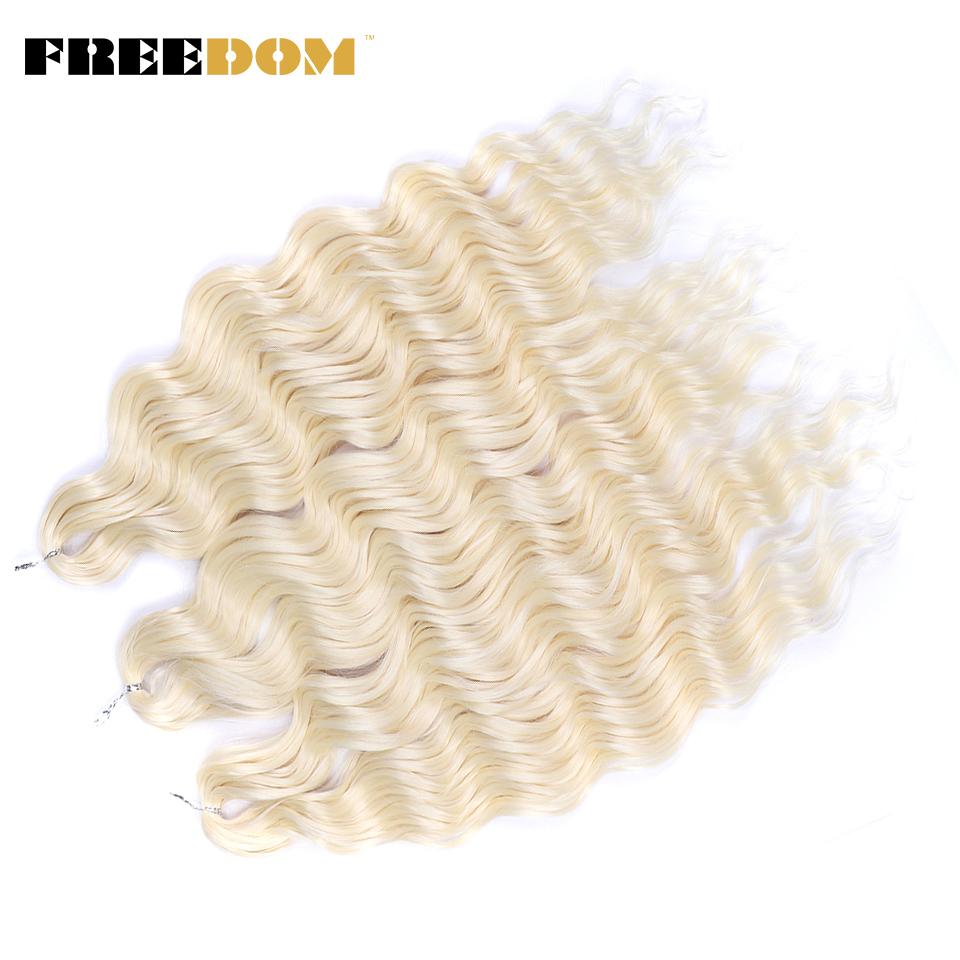 FREEDOM Synthetic Braiding Hair Extensions Natural Curly Wavy 24inch Water Wave Braid Hair Ombre Blonde Brown Twist Crochet Hair