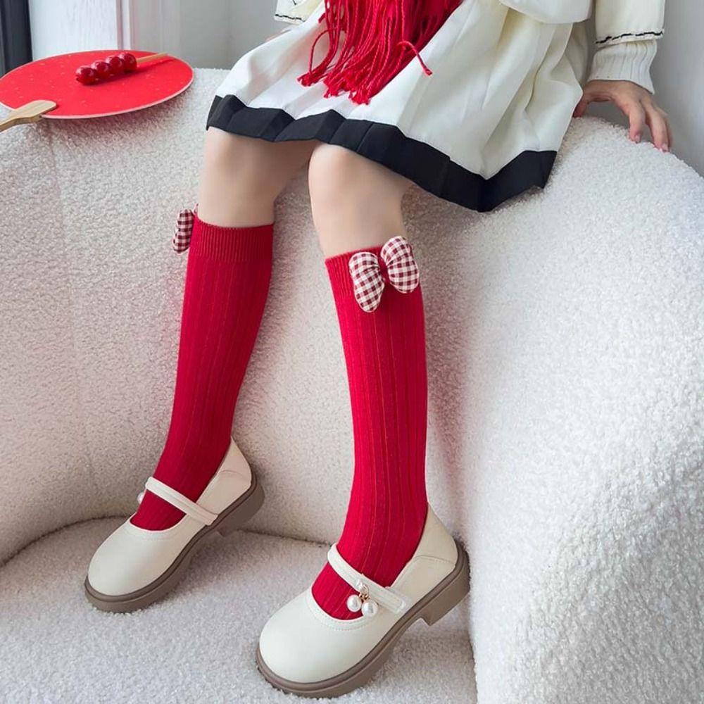 Middle Tube New Year Red Socks Cotton Children Long Socks Comfortable Sleeping Socks For Girls