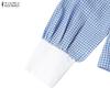 ZANZEA Blouse Décontractée Femme à Volants et Manches Longues à Carreaux