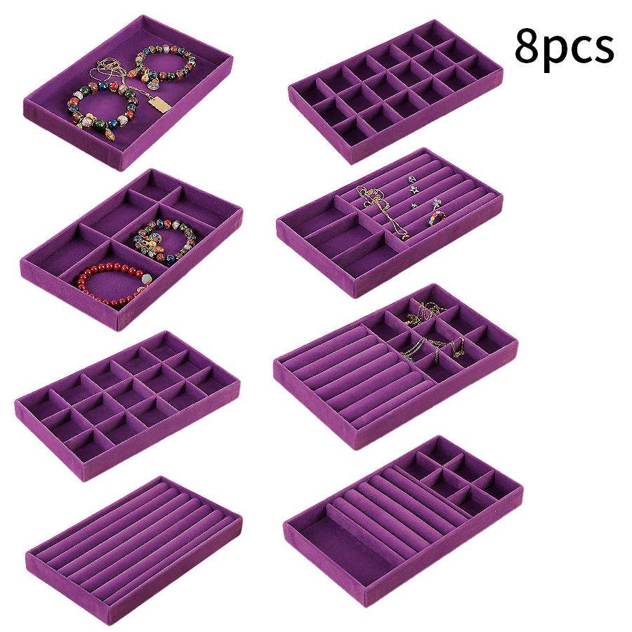 1PC, Flocking Jewelry Box Jewelry Tray, Color: Violet