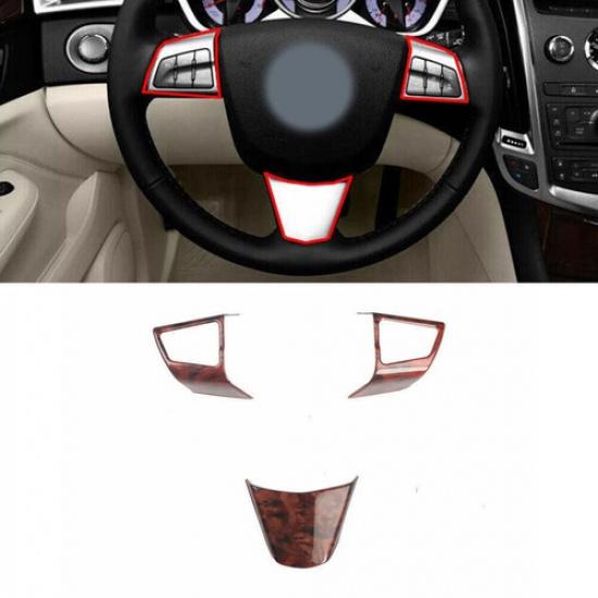 Car Steering Wheel Button Frame Cover Trim For Cadillac SRX 2010-2012 Wood Grain