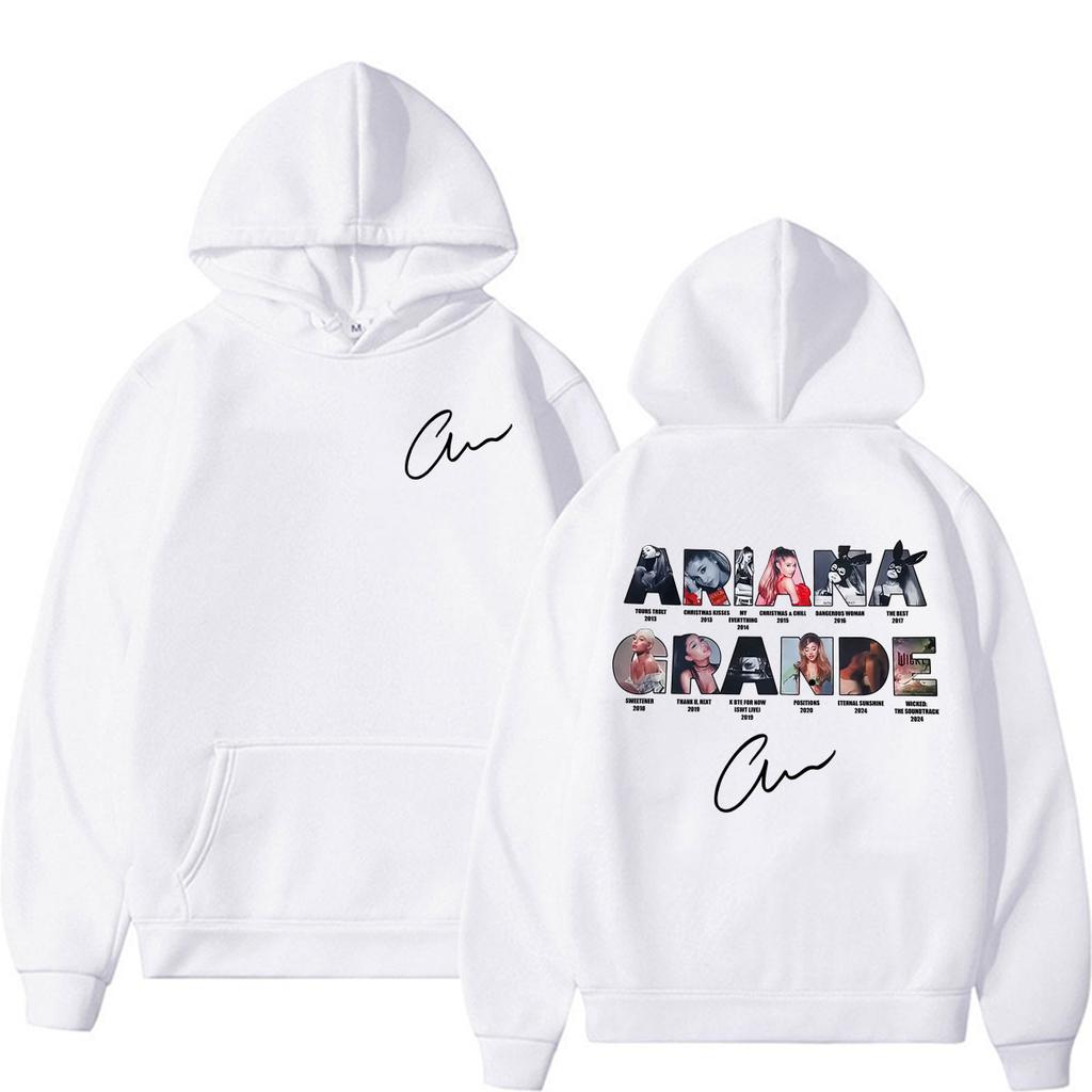 Unisex Woman'sSinger Ariana Grande Music Album Graphic Hoodies Men Women Clothes Fashion Aesthetic Sweatshirts High Quality Cozy Fleece Hooded