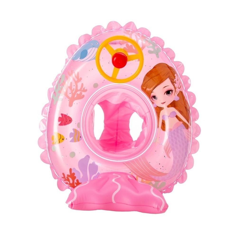 

Lace Childrens Mermaid Thickened Inflatable Swimming Ring With Steering Wheel розовый