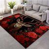 Deer Roses Rug: Classic Romance for Vintage Homes | Red Flower Animal Art Carpet Design Anti Slip Carpet Can Be Machine Washed