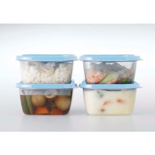 [.co.jp Exclusive] Iwasaki Industrial Lastroware Smart Flap Storage Containers, Square, Mini, 150ml, 4-Pack X 2-Pack, Antibacterial, Microwave-Safe Wi
