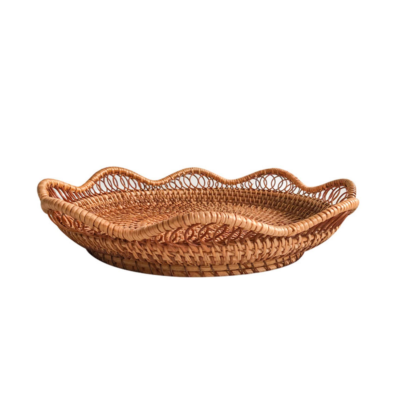 

Lirancia Rattan Storage Basket, Openwork Round Bread Basket for Guests, Fruit, and Snacks, Ideal for Home Crafts and Handmade Projects (30 x 6 cm)