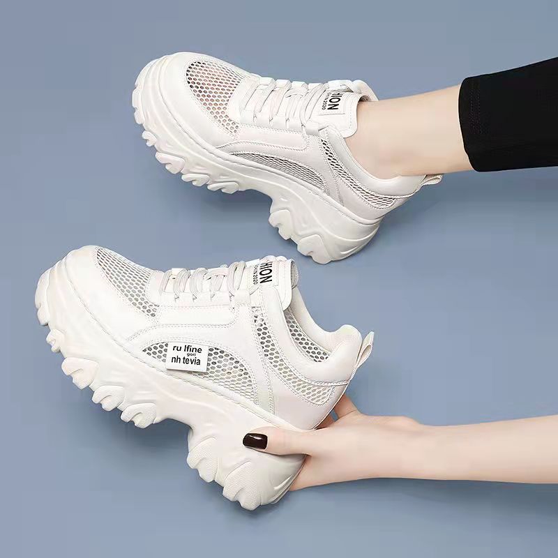 Vulkanizované boty Tenisky Dámské boty Jednobarevné Dámské platformové boty 2025 Síťované Dámské sportovní Pohodlné Prodyšné boty