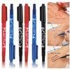 6 Pcs Skin Marking Pen Double Ended W/Fine Thick Tip Black/Blue/Red