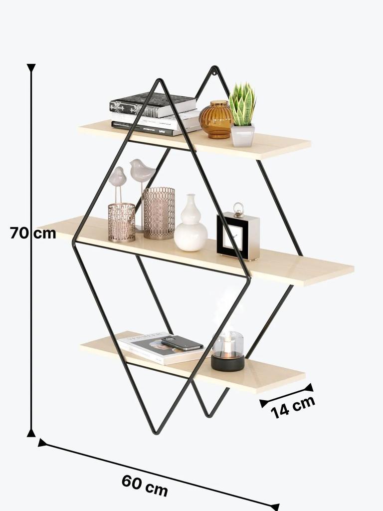 3 Tiers Decorative Prism Wall Shelf Large Size Modern Design Kitchen Bathroom Wall Shelf Organizer Bookshelf