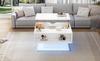 80*75*40cm Coffee Table with Hydraulic Lift, High-Gloss Sofa Table, Living Room Table with Storage, Semi-Open Storage, White