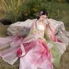 Traditional Chinese Tang Dynasty Style Hanfu Dress With Embroidered Floral Gradient Pink Skirt Wide Sleeves